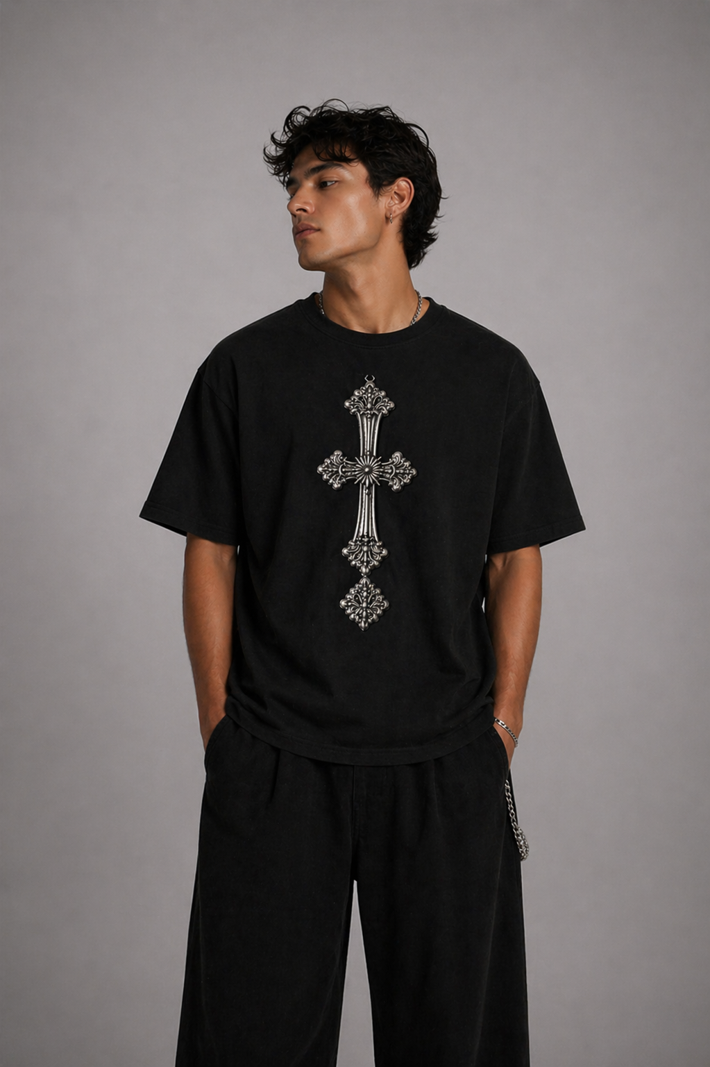 Oversized Cross Graphic T-Shirt