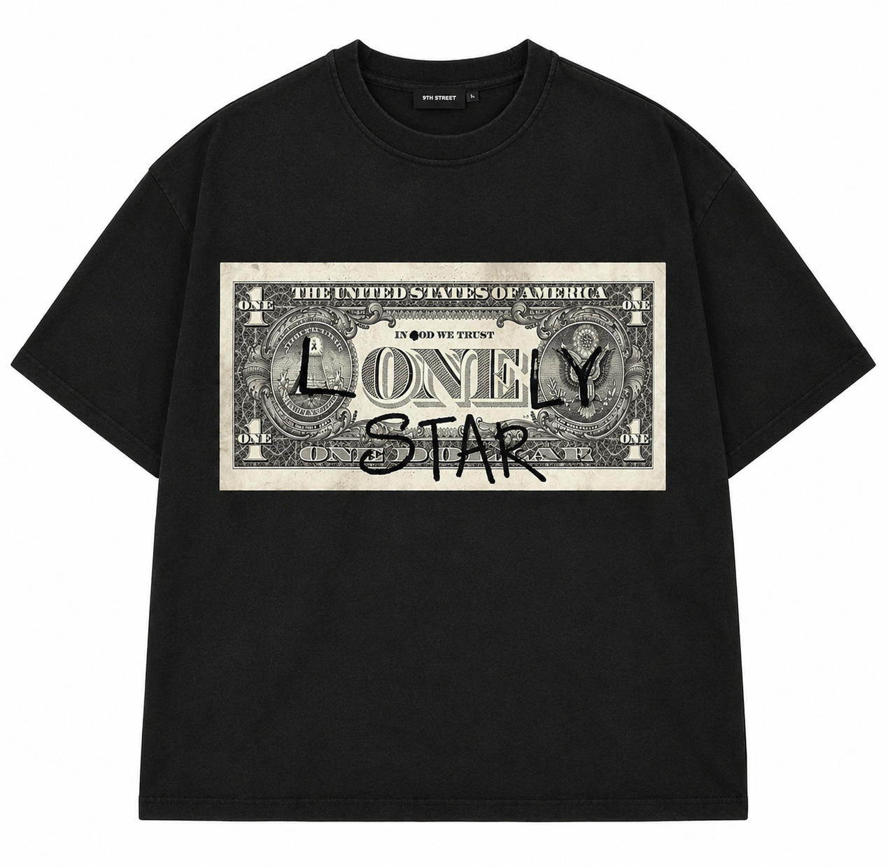 Black lonely star tee (front)