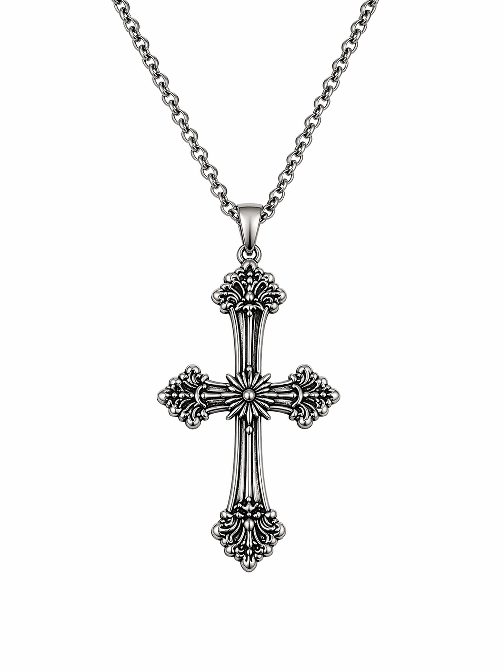 Ornate Cross Pendant Necklace